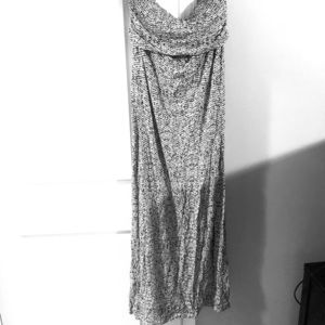 Black and white strapless maxi dress